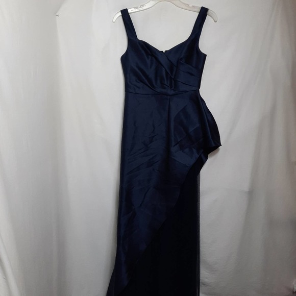 Adrianna Papell Satin Maxi Dress Blue - Picture 6 of 11